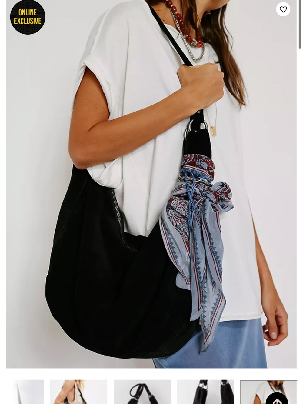 free people Roma black suede hobo bag